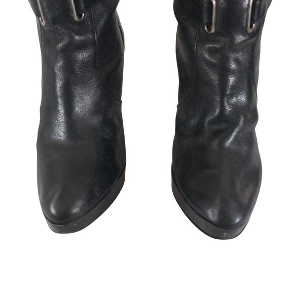 FRYE! "MARLOW" BLACK GENUINE LEATHER QUAD WRAPPED/BUCKLE ANKLE BOOTS! SZ 8.5M - Picture 5 of 12